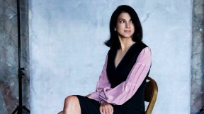 Vanity Fair editor-in-chief Radhika Jones poses stylishly in a studio 