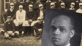 Student photograph of Earl Brown in 1920, and baseball team photo with Brown in 1924