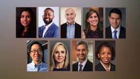 Portraits of the nine nominees for The Harvard Board of Overseers