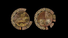 Digital reconstruction of two medieval tiles 