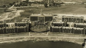 Harvard Business School campus at its unveiling in 1927