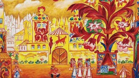 <em>The City Square,</em> 1937, a scene design by Natalia Goncharova for <em>Le Coq d’Or</em>
