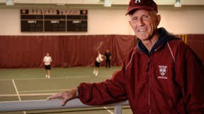 Former gymnast Bruce Wright brings unconventional views to the tennis court.