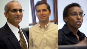 From left: Maya Jasanoff, Parimal Patil, Matthew Nock, Claudine Gay, and Robert Wood