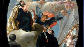 <i>The Vision of Saint Gertrude the Great with Saint Augustine and the Holy Trinity</i> (c.1673-1712). Attributed to Isidoro Arredondo