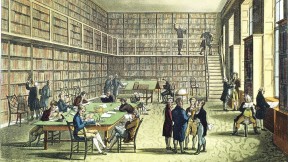 Thomas Rowlandson&rsquo;s view of the library of the Royal Institution in London, circa 1810 