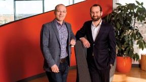 Yates (left) and Laskey have merged their talents—computer science and political communications—in Opower.