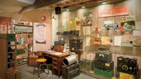 First of four photographs showing the “Radio Contact” exhibit at Harvard’s Collection of Historical Scientific Instruments