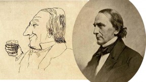 Harvard president James Walker, in caricature and in the flesh
