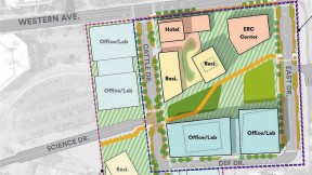 Project plan showing first and proposed second phases of Enterprise Research Campus development in Allston