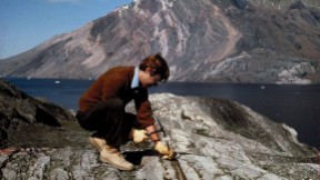 Photograph of earth scientist Andrew Knoll at work in the field