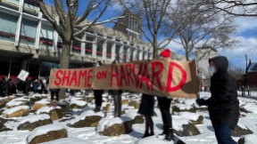 Photograph of February 14 Harvard student protest about harassment