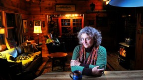Joanne Ricca at her lakeside home in rural Maine with husband Martin Bartlett.