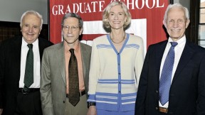 The 2010 honorands are (from left) Stephen Fischer-Galati, Eric Maskin, Martha Nussbaum, and David Bevington.
