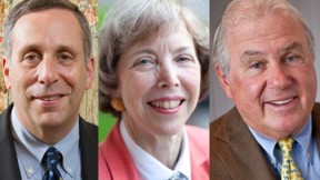 From left to right: Lawrence S. Bacow, Susan L. Graham, and Joseph J. O'Donnell