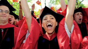 Graduate School of Arts and  Sciences marshal Knatokie Marie Ford celebrates her Ph.D. in biological and biomedical sciences.