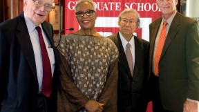 From left to right: Richard Wall Lyman, Nell Irvin Painter, Heisuke Hironaka, and Jeffrey Alan Hoffman