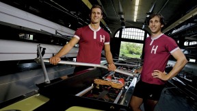 At home, far from home: New Zealander brothers James (left) and Sam O’Connor in Newell Boathouse 