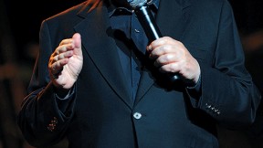 Jewish humor central: comedian Jackie Mason at the Frank Sinatra Theatre, Sunrise, Florida, in January 2008 