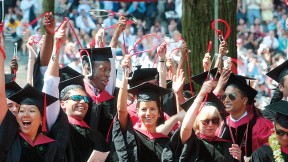 Brand-new doctors (from left) Sheena Chew, Sagar Anil Patel, Benedict Uchenna Nwachukwu (also M.B.A. &rsquo;13), Stephanie Marie Cant&uacute;, Emily Morell Balkin, Sidharth Venkata Puram (also Ph.D. &rsquo;11), and Kristine Marie Specht