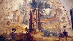 Painted fresco of a landscape, from a Roman villa