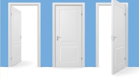 Illustration of open doors, tied to concept of commitment instead of just seeking opportunities