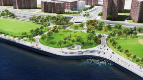 Design rendering of East Side Coastal Resiliency Project in New York City