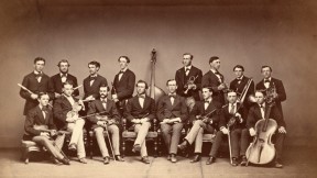 In 1871, the Pierian Sodality, 16 strong, posed with their instruments.