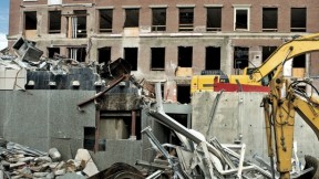 The view on Prescott Street, east of the Fogg, following demolition of Werner Otto Hall