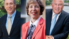 From left to right: Lawrence S. Bacow, Susan L. Graham, and Joseph J. O'Donnell