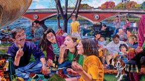 Details from <i>Sunday Afternoon on the Charles River</i>
