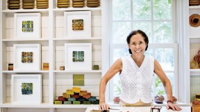 Laurie Krasny Brown in her studio on Martha&rsquo;s Vineyard 