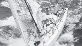 Wilson’s vessel, <i>Great American III</i>. Wilson is barely visible just behind the cockpit at upper right.