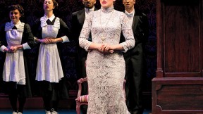Designers picked through thousands of swatches to find the Italian lace for this gown worn by actress Jeanna de Waal, who plays Mary Barrie in Finding Neverland.