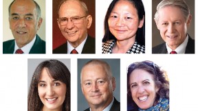 Top row from left: James V. Baker, William B. Fisch, Vivian Lee, and Randall A. Mackey. Bottom row from left: Julie Gage Palmer, E. Douglas Richards, and Betsy K. Wanger.