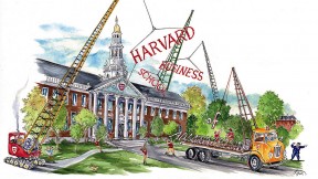 Illustration showing how Harvard Business School settled on its new name in 1961
