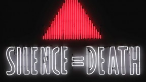 The iconic <i>Silence=Death</i> neon sign, 1987, by the Silence=Death Project, appropriated (and inverted) the pink triangle used by Nazis to identify known homosexuals; the message, in poster form, preceded the formation of ACT UP. This is a copy of the original from the collection of the New Museum, New York.