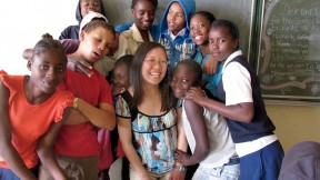 The author with some of her grade eight math students