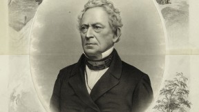J.C. Buttre&rsquo;s portrait, probably drawn when Everett ran for vice president on the Constitutional Union Party ticket in 1860, links him to Harvard and George Washington, one of his favorite subjects. (His lectures raised more than $100,000 to help purchase Mount Vernon [see <a href="http://harvardmagazine.com/2011/05/granny-talk">“Granny Talk”</a>], and he wrote the entry on Washington for the 1860 <i>Encyclopaedia Britannica.</i>) 