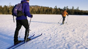 Back-country trails from the Appalachian Mountain Club&rsquo;s Little Lyford lodge in Maine have views of Baker Mountain. 