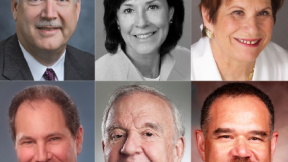 Top row (from left): Stephen Baird, Mary McGrath Carty, and Sylvia Chase Gerson. Second row (from left): Carl  Martignetti, Peter Weldon, and George Yeadon