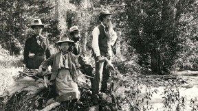 Muir (at right) with his daughters Wanda and Helen and a friend at Kings Canyon, California, in 1902