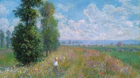 Claude Monet's painting of clouds, fields, and poplars
