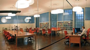 Photograph of Houghton Library’s renovated reading room