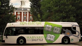 Photo of new Harvard campus shuttle electric bus