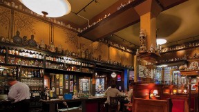 The stein-laden mahogany back bar, and original 1935 booths at the landmark restaurant The Student Prince