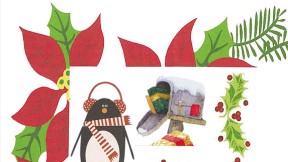 Borders from family Christmas letters, in Christmas seasonal motifs and colors