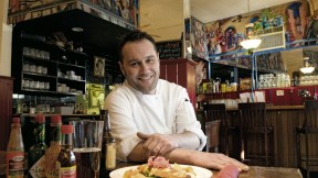 Above: Tupelo chef Rembs Layman prepares satisfying fare: here, fried catfish.