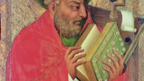 Saint Jerome—whose Latin translation <i>was</i> the European Bible for a thousand years— by Theodoricus of Prague (fl. 1359-1381)