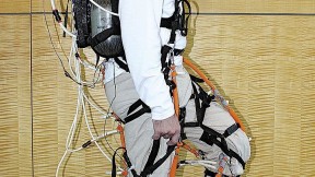 Conor Walsh&rsquo;s lab is designing a robotic &ldquo;exosuit&rdquo; to aid human movement; soft and lightweight, it can be worn under clothes. 